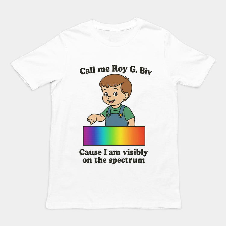 "Visibly on the Spectrum" Unisex Tee – Roy G. Biv Edition