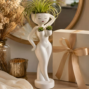Elegant Woman Planter Vase – Modern Face Flower Pot